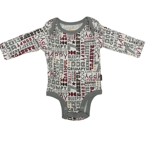 Disney Onesie Dwarf Names Snow White & the Seven Dwarfs Infant/Baby Size 0-3 mo. - Picture 1 of 7